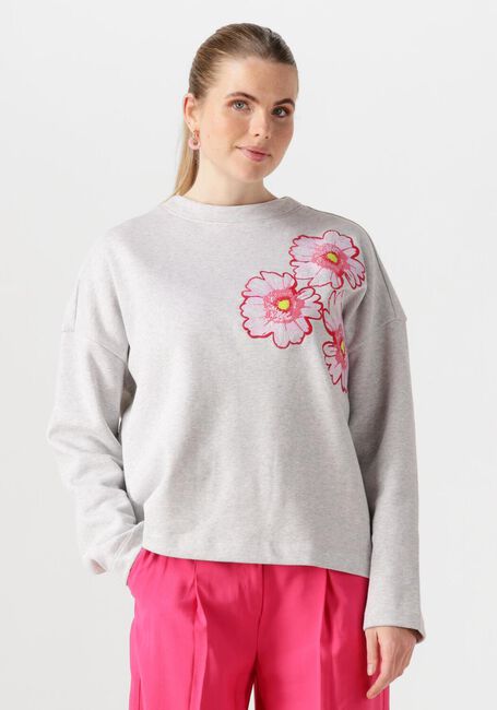 Lichtgrijze POM AMSTERDAM Trui FLORAL GREY MELANGE - large