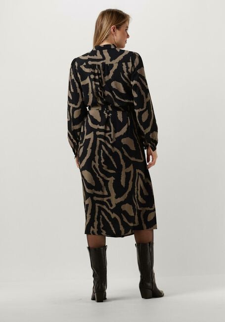 Zwarte SUMMUM Midi jurk DRESS ABSTRACT LEAVES - large