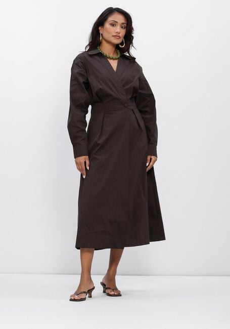 NEO NOIR Robe midi OTTANA POPLIN DRESS en marron - large
