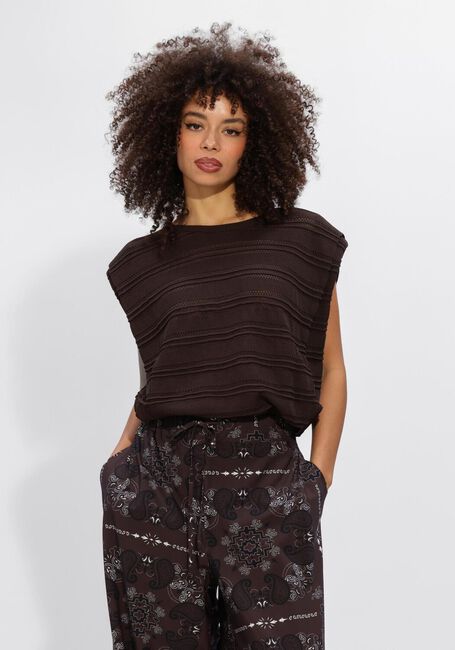 STUDIO ANNELOES Haut Leona knitted top en marron - large