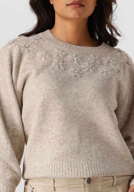 SUMMUM Pull SWEATER WOOL ELASTANE BLEND KNIT en beige - large
