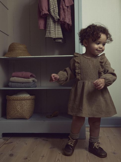 Bruine LIL' ATELIER Mini jurk NBFROSITA LIU LS BODY DRESS LIL - large