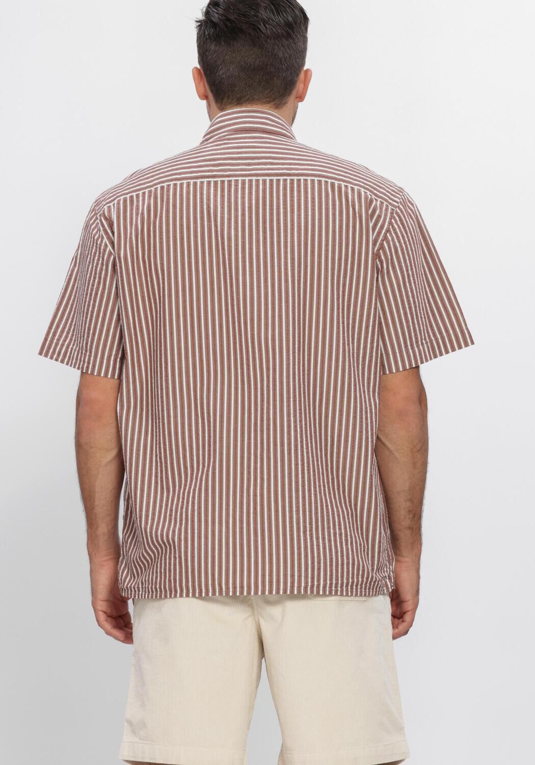 SELECTED MEN Chemise d&eacute;contract&eacute; SLHRLXSTUART SEERSUCKER SS  SHIRT en beige - large