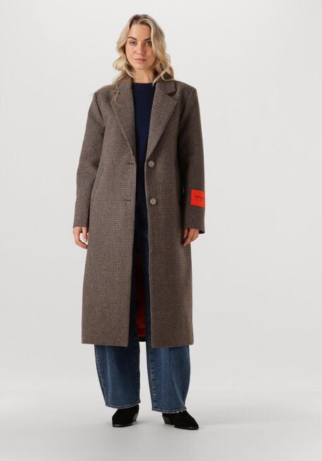 ALIX THE LABEL Manteau LADIES WOVEN CHECKED COAT en marron - large