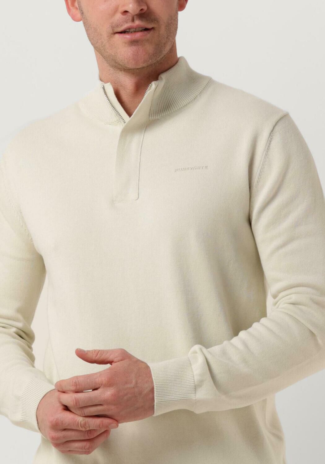 Gebroken wit PUREWHITE Trui HALF ZIP WITH RIBBED COLLAR Omoda