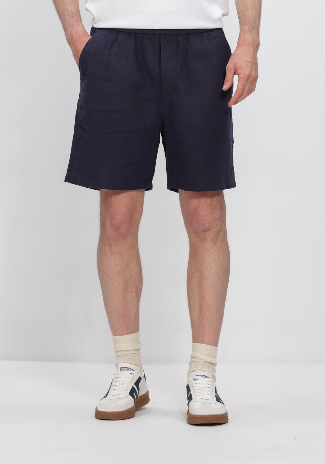 Donkerblauwe LES DEUX Korte broek OTTO LINEN SHORTS - large