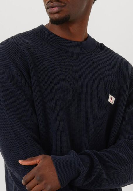 CALVIN KLEIN Pull LS EZ COTTON WAFFLE CREWNK SWTR 9 Bleu foncé - large