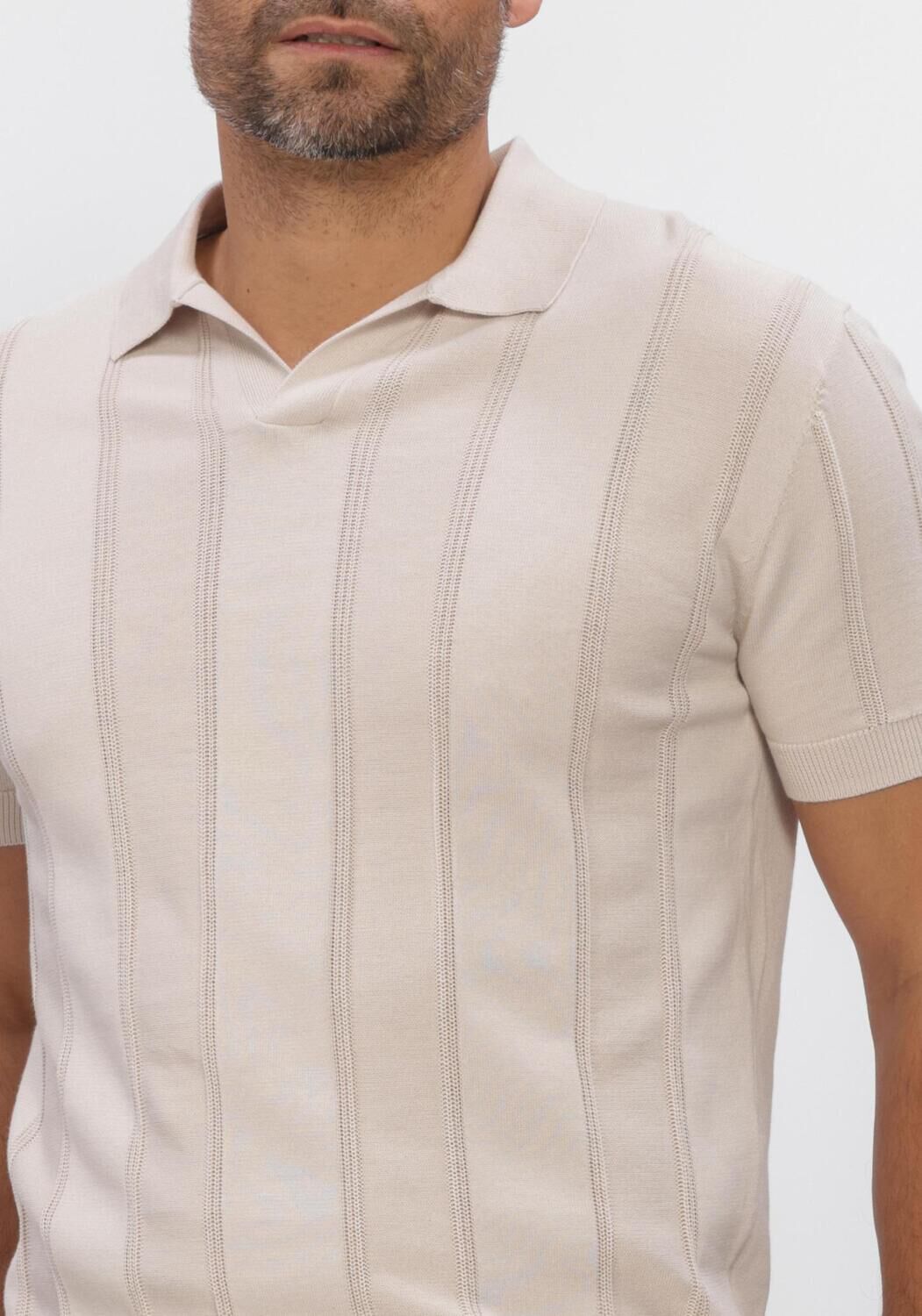 Beige GENTILUOMO Polo POLO NO BUTTONS SS - large