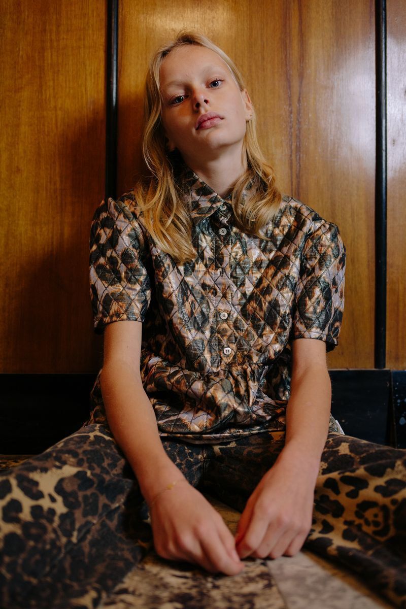 Multi CALL ME FRANKIE  LEOPARD QUILTED BLOUSE - large