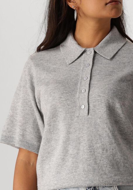 Grijze NEO NOIR T-shirt GRACIE KNIT POLO TEE - large