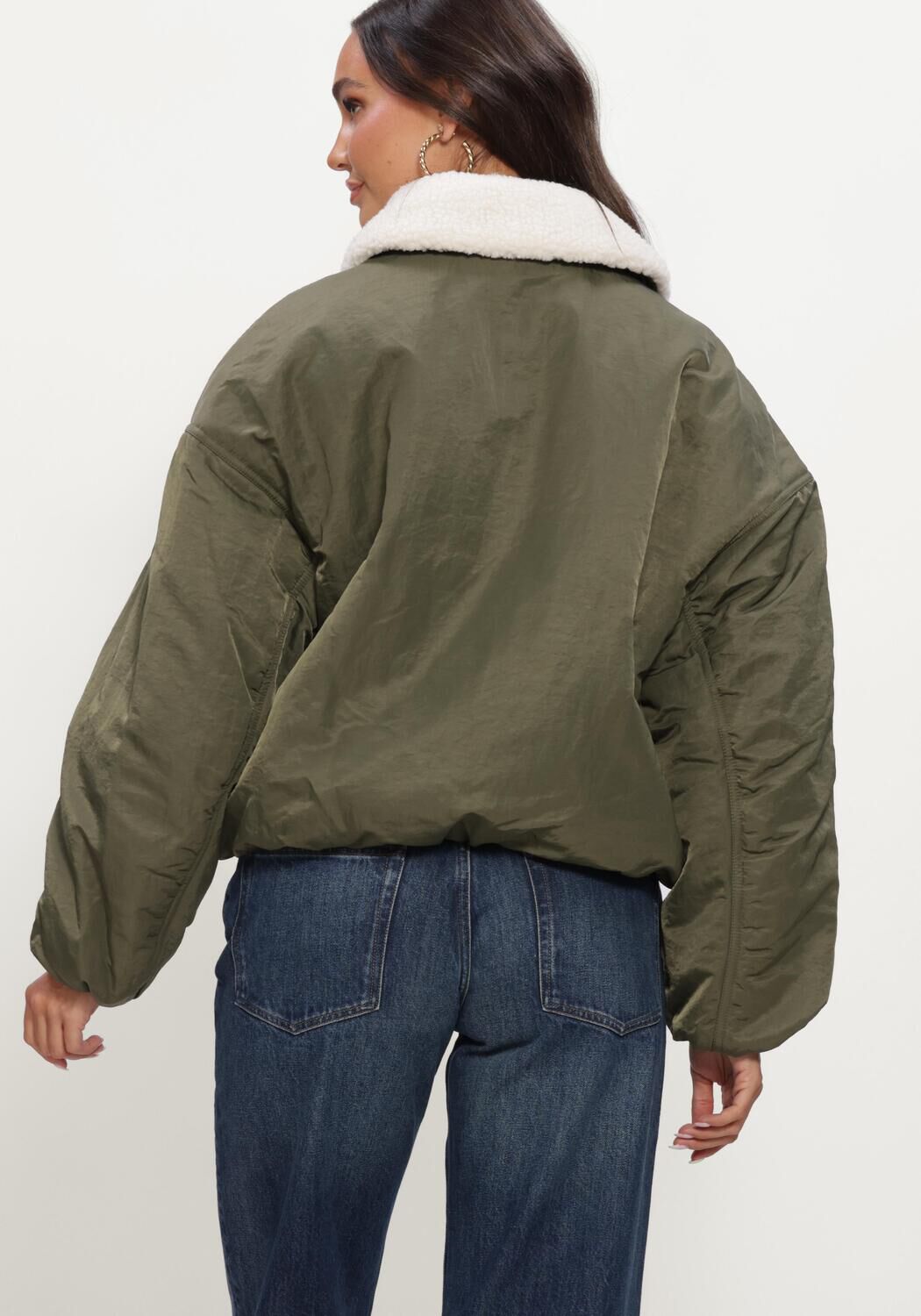 Groene TOMMY JEANS Jack TJW FUR COLLAR UTILITY BOMBER - large