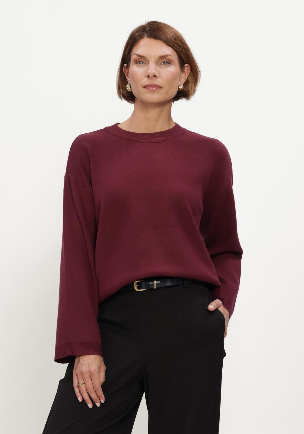 Bordeaux OBJECT Trui OBJREYNARD L/S LO KNIT PULLOVER NOOS - large