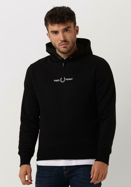 FRED PERRY Chandail EMBROIDERED HOODED SWEATSHIRT en noir - large