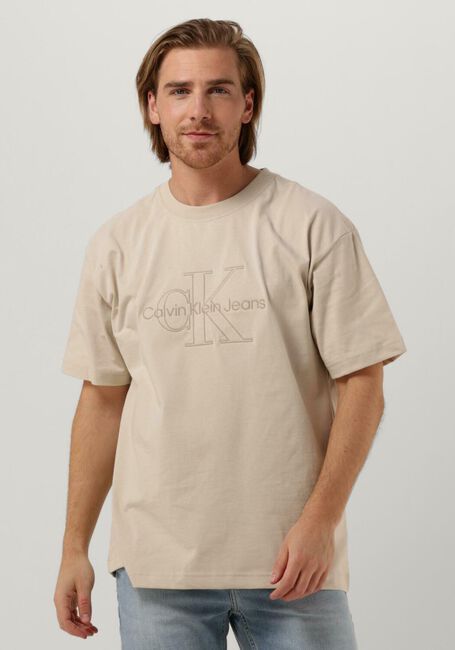 CALVIN KLEIN T-shirt MONOLOGO WASHED TEE en beige - large