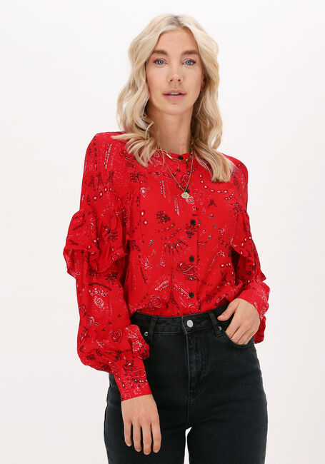 ALIX THE LABEL LADIES WOVEN ORNAMENT RUFFLE BLOUSE Blouses en rouge - large