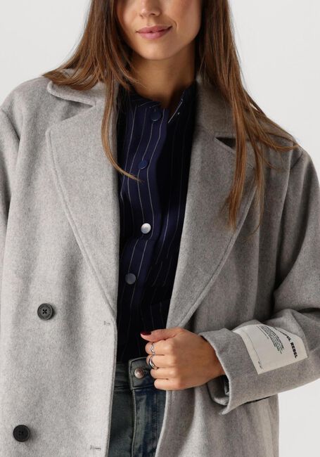 Grijze COLOURFUL REBEL Mantel ZANIA DOUBLE BREASTED WOOL LONG COAT - large