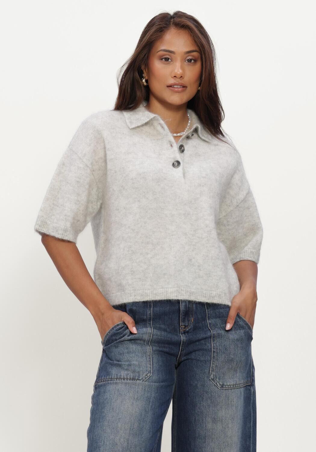 Lichtgrijze EDITED Polo CALLIE POLO SHIRT - large