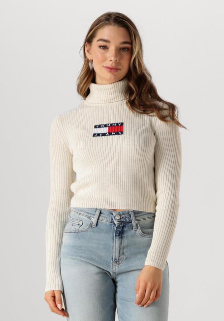 TOMMY JEANS Col roulé TJW MELANGE TRTLNCK FLAG SWEATER en beige - large