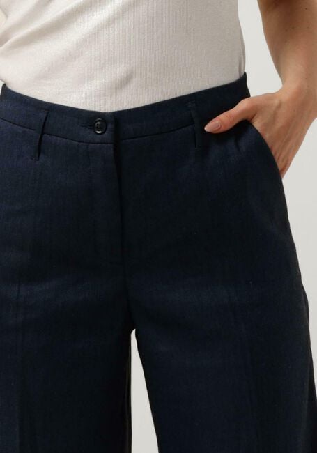 SUMMUM Pantalon large TROUSERS LINEN BLEND Bleu foncé - large