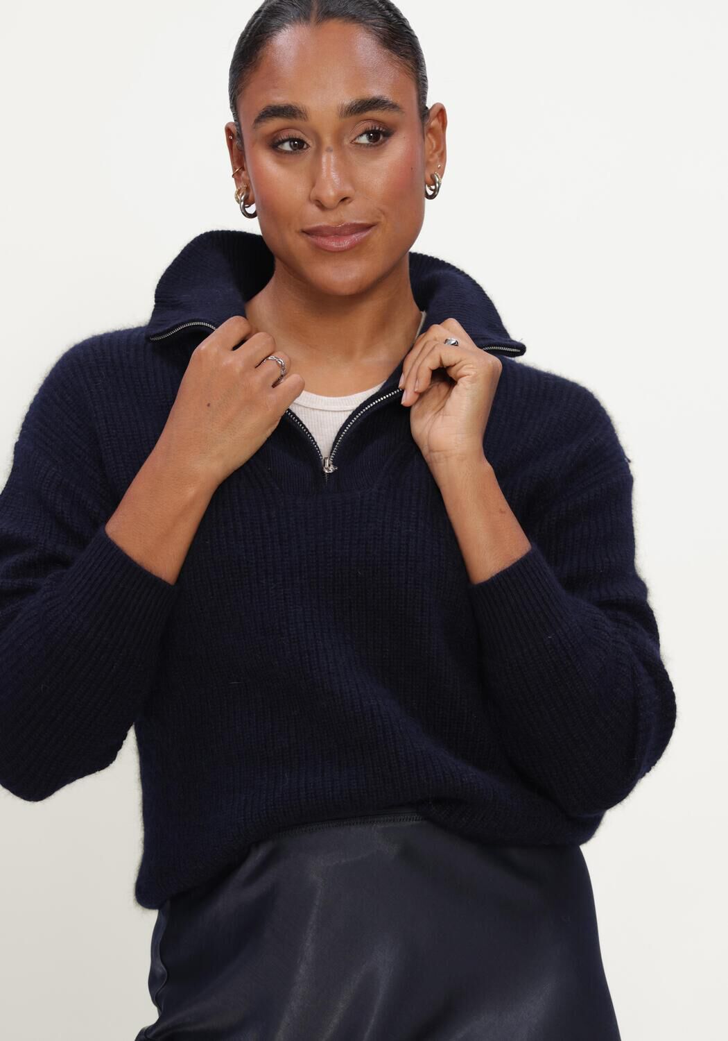 TWNS Pull LONG-SLEEVED TRUCKER-NECK PULLOVER Bleu fonc&eacute; - large