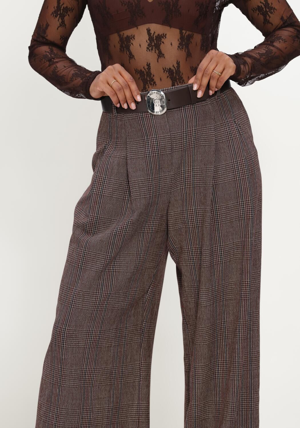 CAROLINE BISS Pantalon large 4523 en marron - large