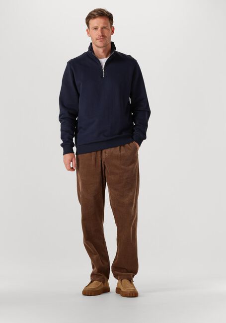 LES DEUX Chandail NORREGAARD TONAL HALF-ZIP SWEATSHIRT Bleu foncé - large