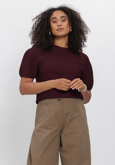 SUMMUM Haut PUFF SLEEVE TOP TECH Bordeaux - large