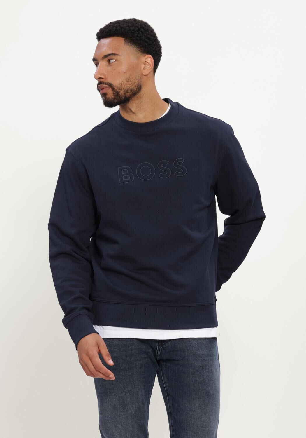 Donkerblauwe BOSS ORANGE Trui WE_LOGO - large