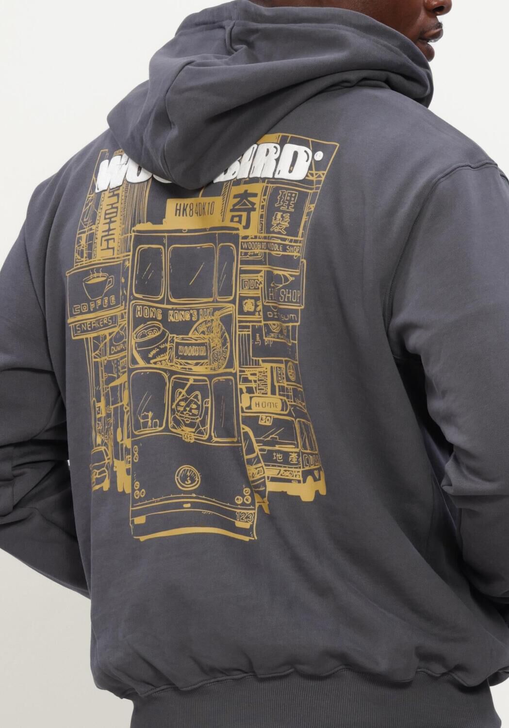 Donkergrijze WOODBIRD Sweater WBPACS TRAM HOODIE - large