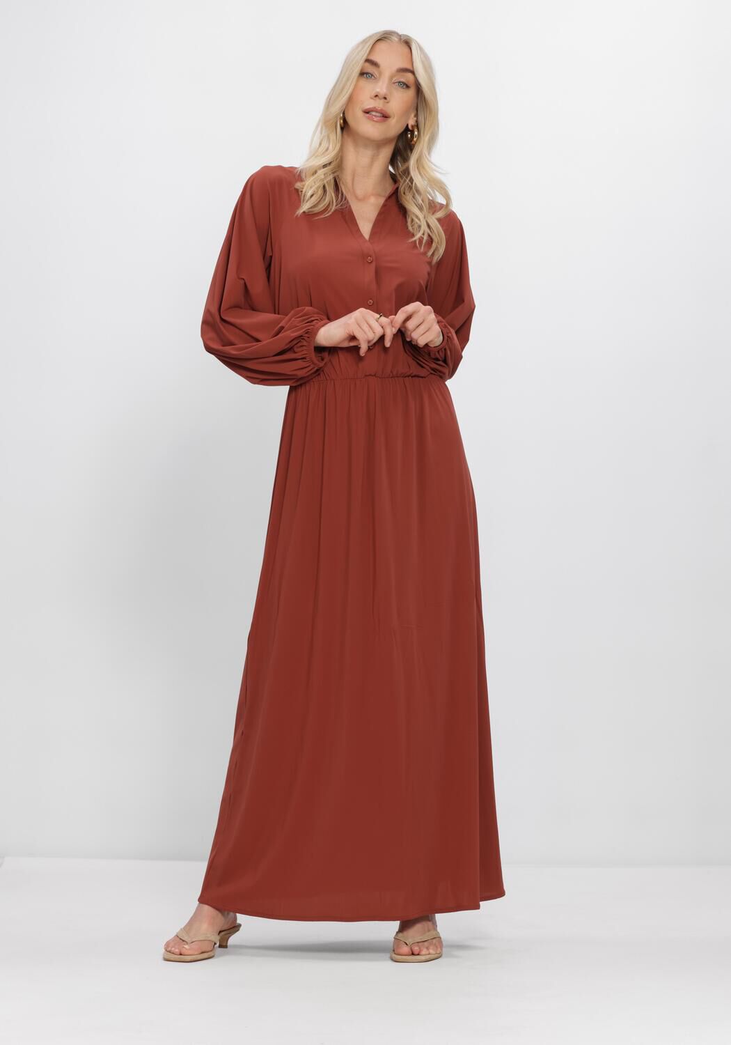 Bruine STUDIO ANNELOES Maxi jurk MAYSA DRESS - large
