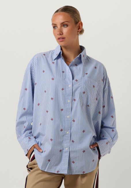 Lichtblauwe TOMMY HILFIGER  CMD STRIPE NEW OVERSIZD CO SHIRT - large