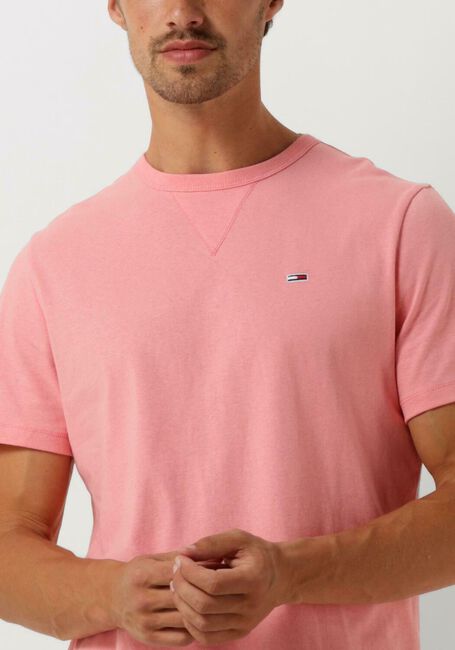 Roze TOMMY JEANS T-shirt TJM SLIM RIB DETAIL TEE - large