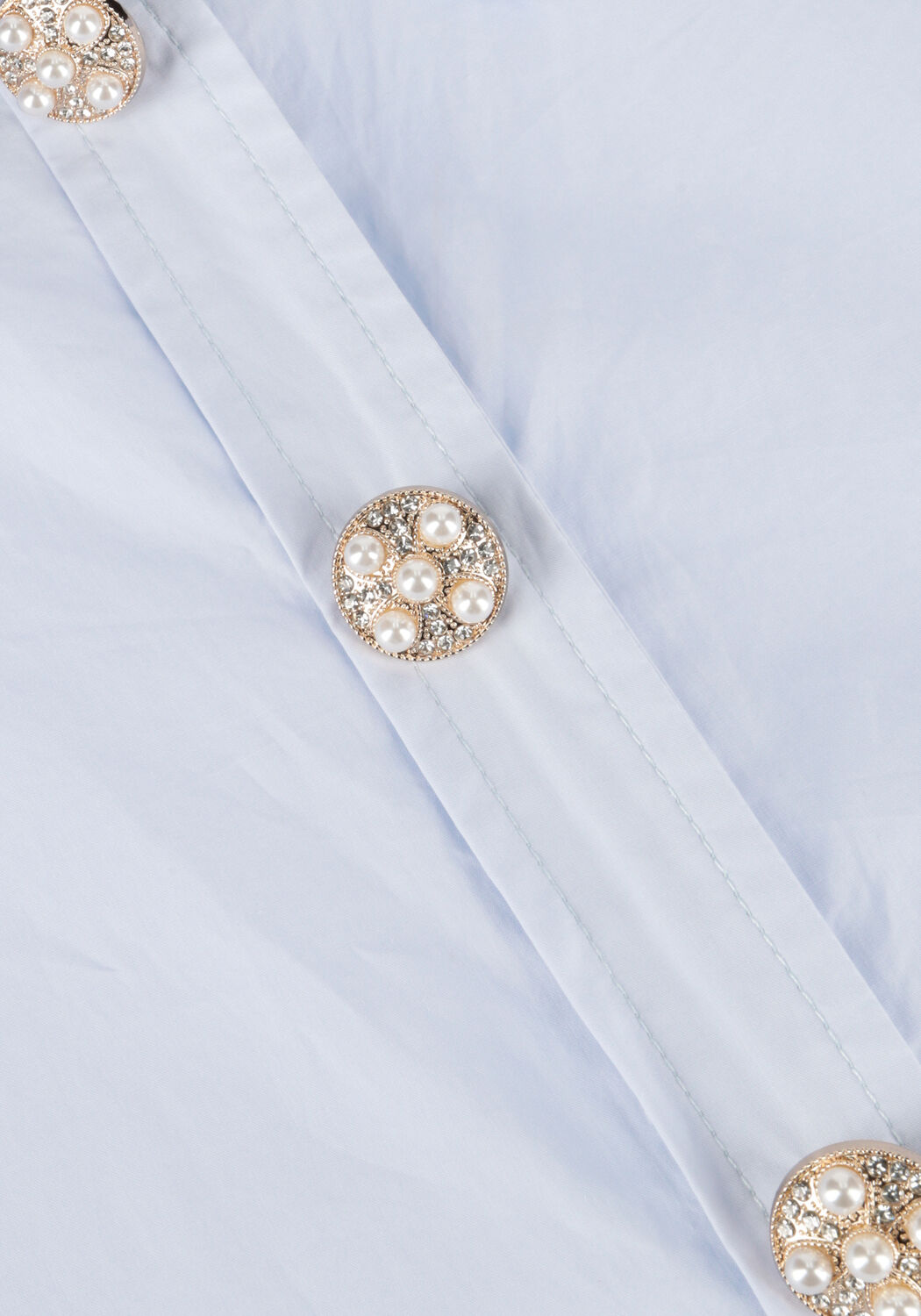 Blauwe SUMMUM  FANCY BUTTON BLOUSE CRISPY POPLIN - large