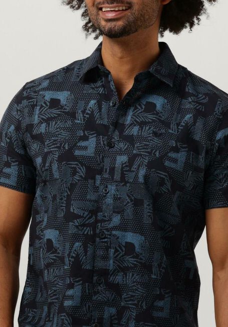 PME LEGEND Chemise décontracté SHORT SLEEVE SHIRT PRINT ON CTN SLUB Bleu foncé - large