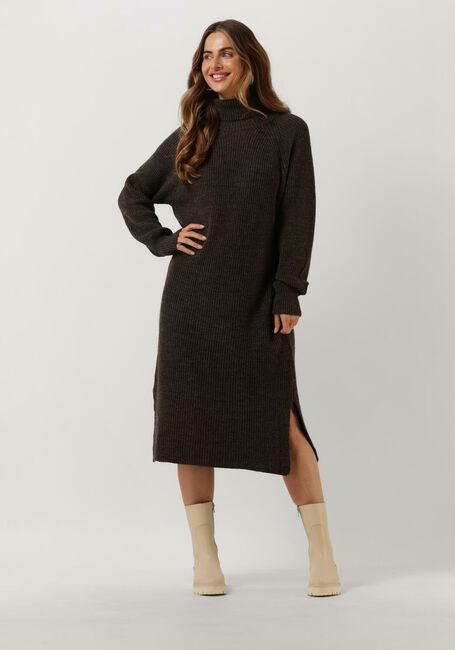 Bruine LEVETE ROOM Midi jurk LR-KALIMA 13 DRESS - large