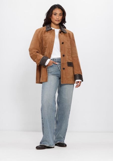 STUDIO AR Veste en cuir BRUNA GOAT SUEDE en camel - large