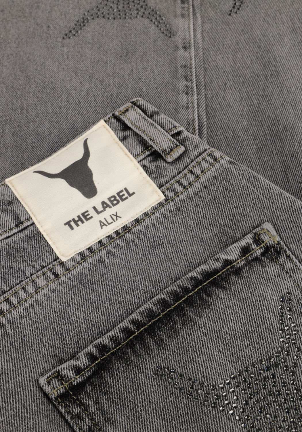 Grijze ALIX THE LABEL Wide jeans LADIES WOVEN STRASS BULL PANTS - large