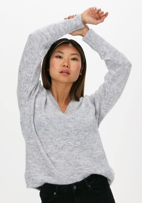 SELECTED FEMME Pull LULU LS KNIT V-NECK B Gris clair - large