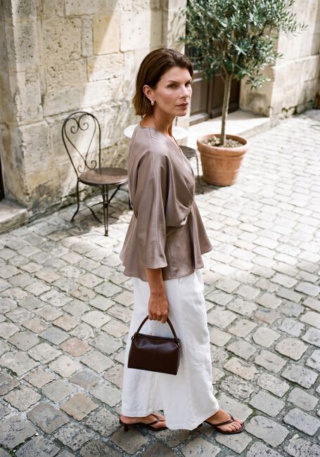 Taupe NEO NOIR  RIVINA HEAVY SATEEN BLOUSE - large