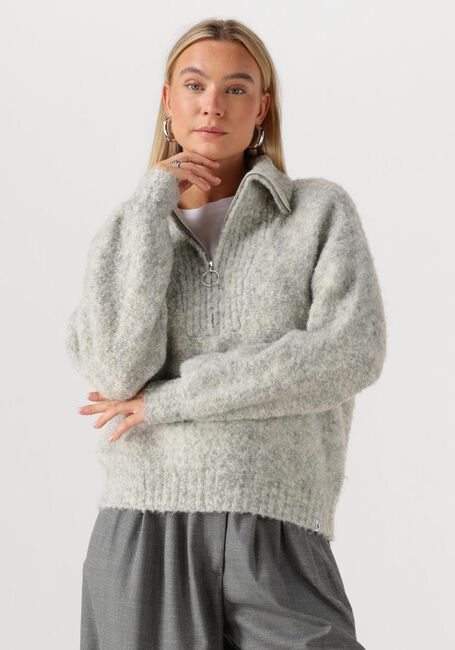 Lichtgrijze SIMPLE Trui KNIT-BOUCLE-25-3 - large
