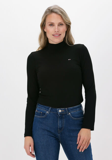 Zwarte TOMMY JEANS T-shirt TJW RIB MOCK NECK LONGSLEEVE - large