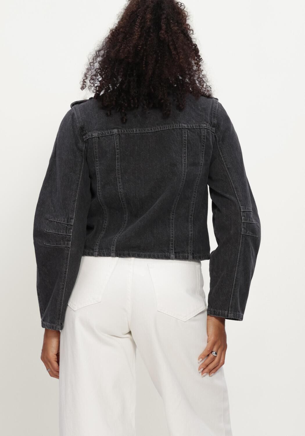 Zwarte Y.A.S. Spijkerjas YASNAPO LS WOOL JACKET - large