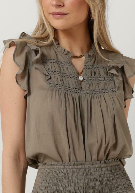 NOTRE-V Haut VOILE TOP SHORT SLEEVES en taupe - large