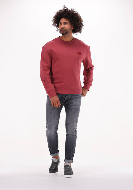 Rode CALVIN KLEIN Sweater SHRUNKEN BADGE CREW NECK - large
