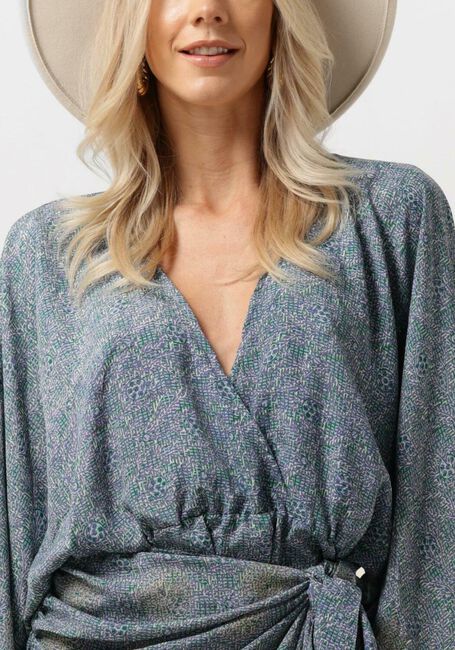 Lichtblauwe SISSEL EDELBO Mini jurk KATHLEEN SHORT WRAP DRESS - large