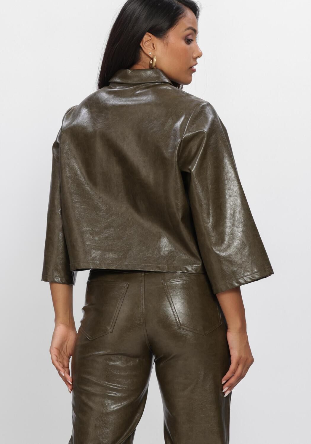 NUKUS Veste en cuir MARA JACKET PU Olive - large