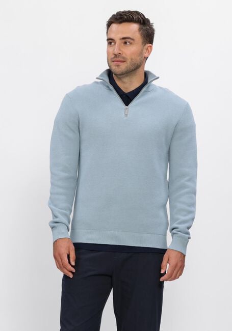 Blauwe SELECTED MEN Trui SLHDANE LS KNIT STRUCTURE HALF ZIP NOOS - large