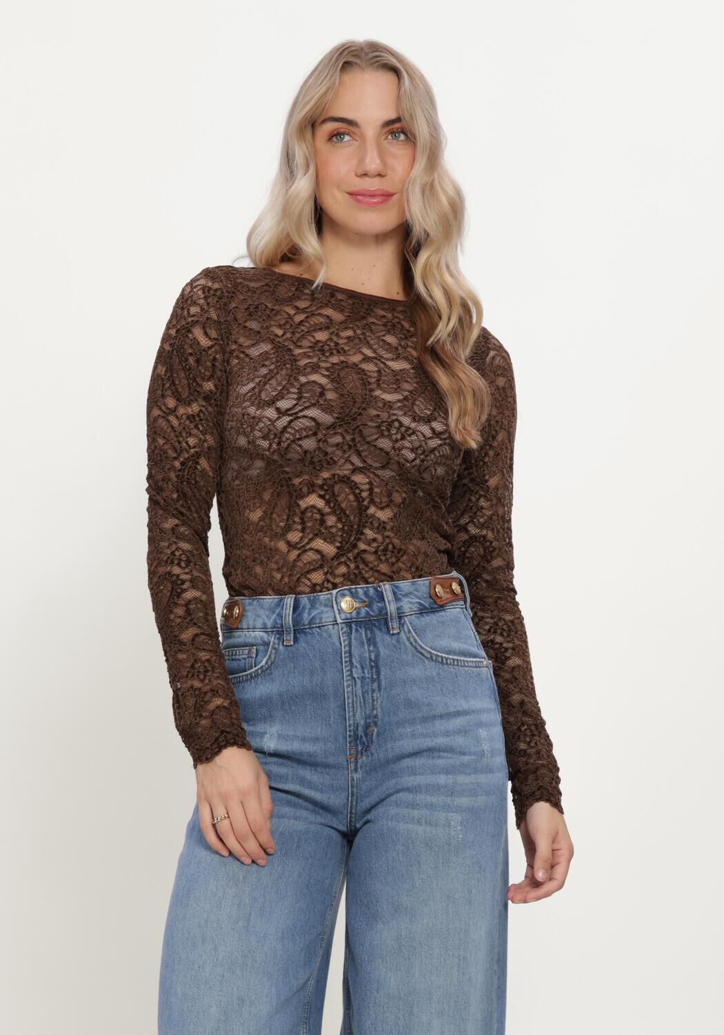 Bruine MY ESSENTIAL WARDROBE  MWSALVI LS LACE BLOUSE - large