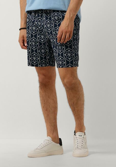 PURE PATH Pantalon courte SHORTS WITH ALL-OVER-PRINT AND CORDS Bleu foncé - large