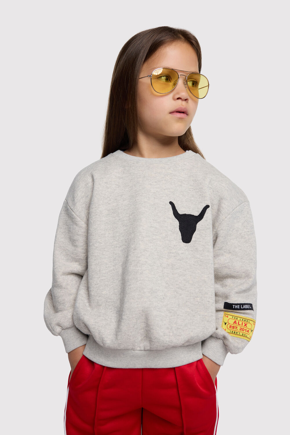 ALIX MINI Chandail KNITTED LABEL SWEATER Gris clair - large